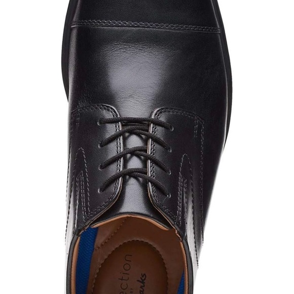 Clarks Black Leather Oxford Shoes with Polished Finish - Picture 6 of 7